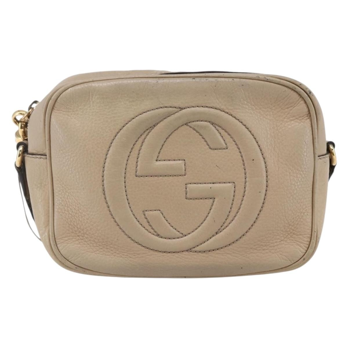 Gucci Soho Disco Crossbody Bag Leather Beige Leather Shoulder Bag Bag (Authentic Pre-Loved)