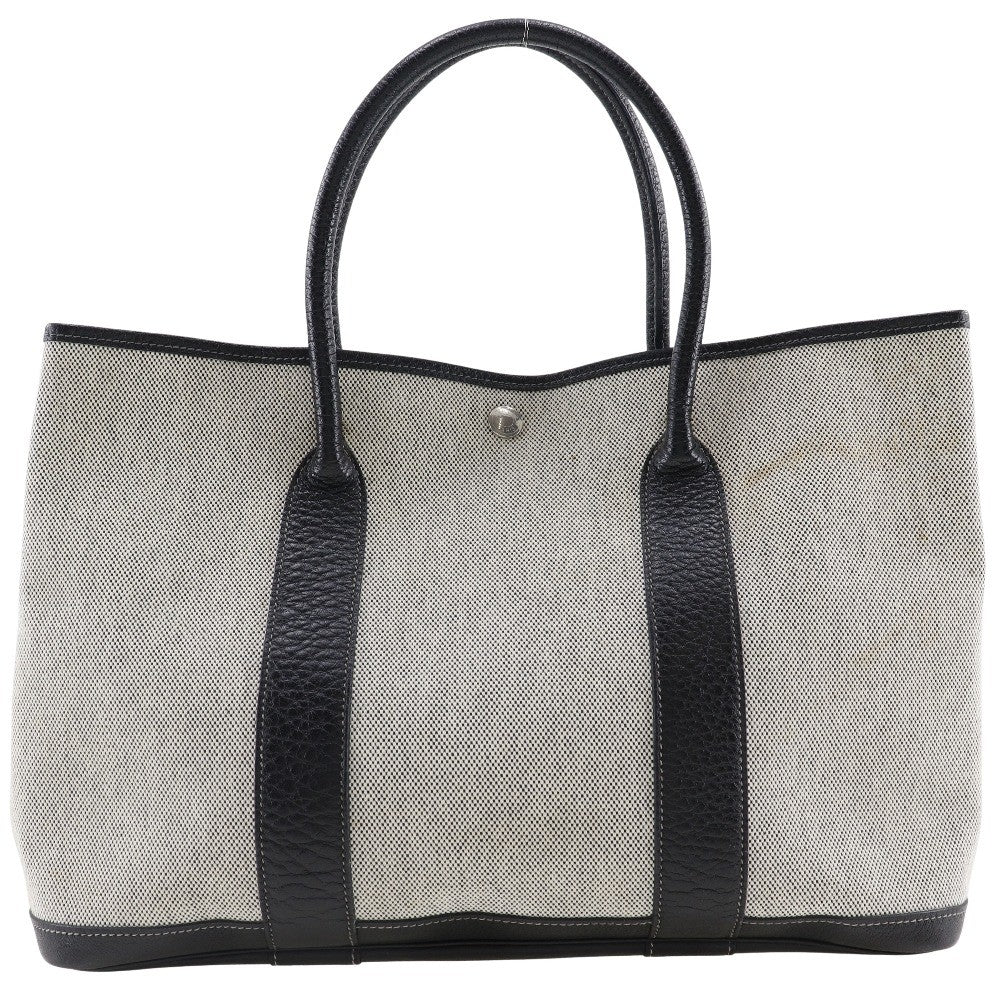Hermes Garden Party Tote Toile And Leather Gray Canvas Tote Bag Bag (Pre-Loved)