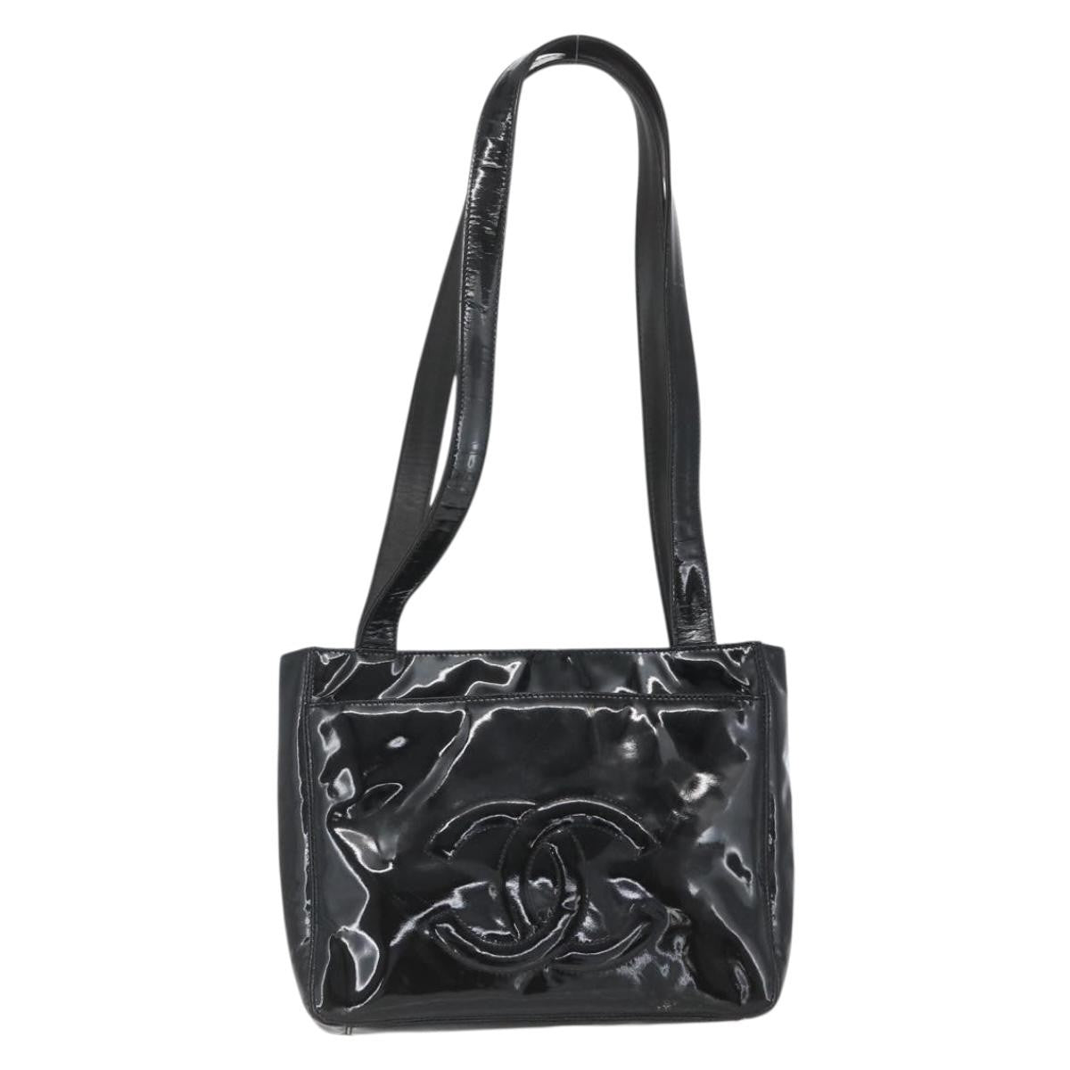 Chanel Chanel Vintage Flap Shoulder Bag Patent Leather Black Patent_Leather Shoulder Bag Bag (Authentic Pre-Loved)