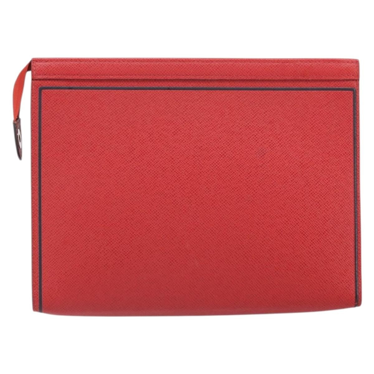 Louis Vuitton Pochette Voyage Taiga Leather Red Leather Clutche & Pouche Bag (Authentic Pre-Loved)