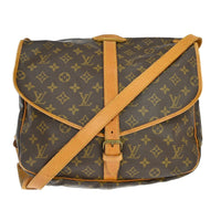 Louis Vuitton Saumur Handbag Monogram Canvas Brown Canvas Shoulder Bag Bag (Authentic Pre-Loved)