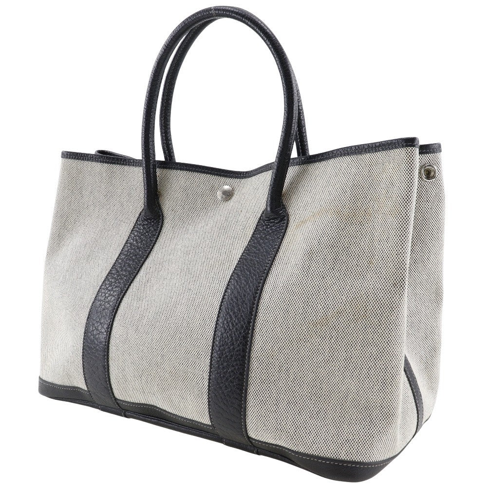 Hermes Garden Party Tote Toile And Leather Gray Canvas Tote Bag Bag (Pre-Loved)