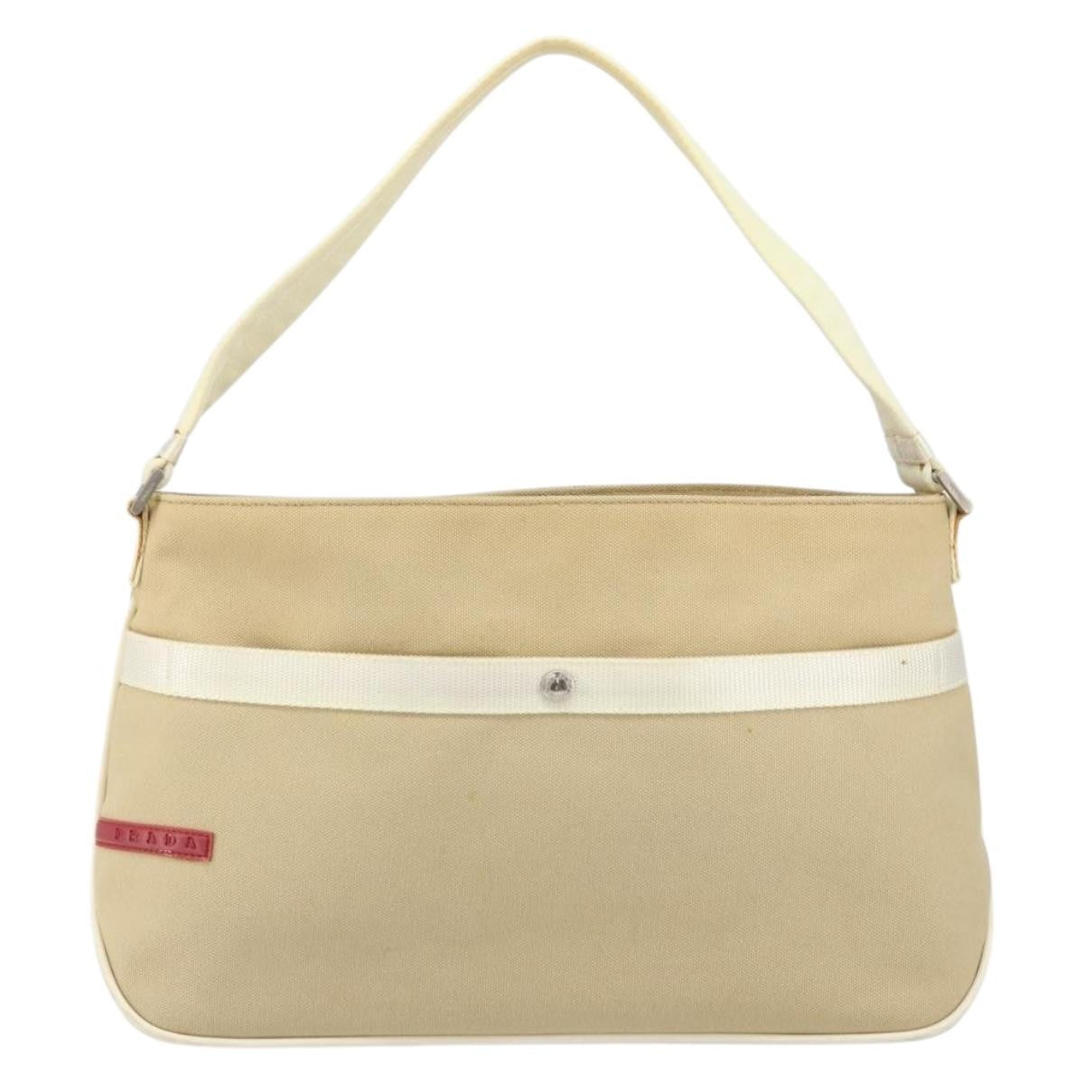 Prada Sport Handbag Canvas Beige Canvas Shoulder Bag Bag (Pre-Loved)