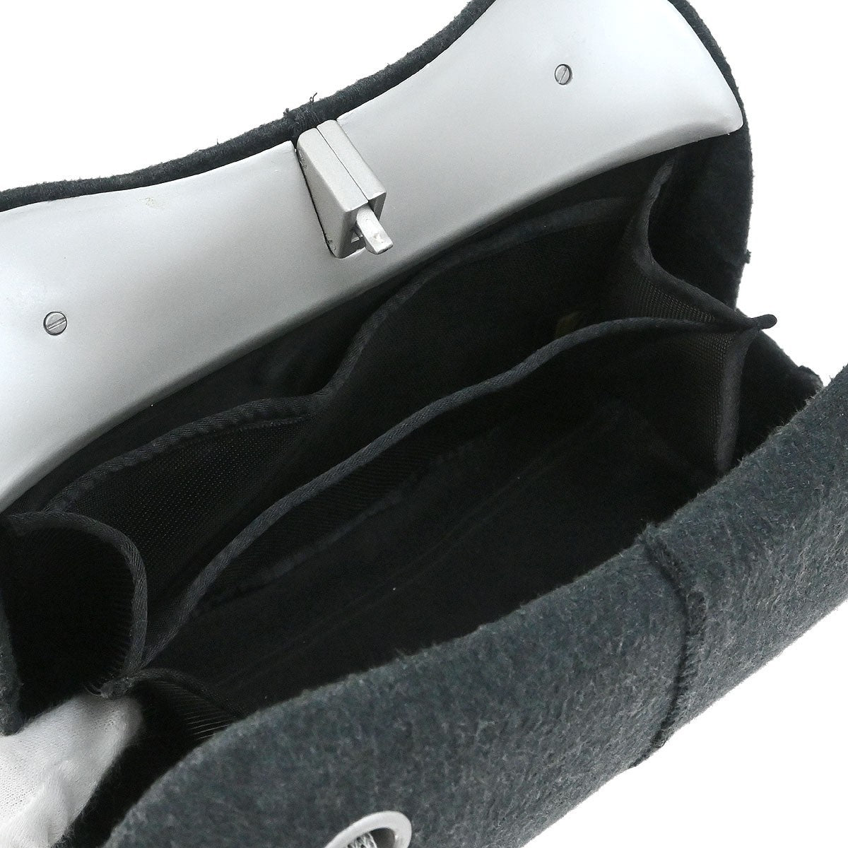 Chanel Millennium Shoulder Bag Felt Gray Canvas Shoulder Bag Bag (Pre-Loved)