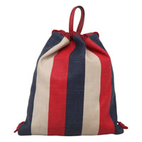 Gucci Logo Drawstring Backpack Striped Canvas Multicolour Canvas Backpack Bag (Authentic Pre-Loved)