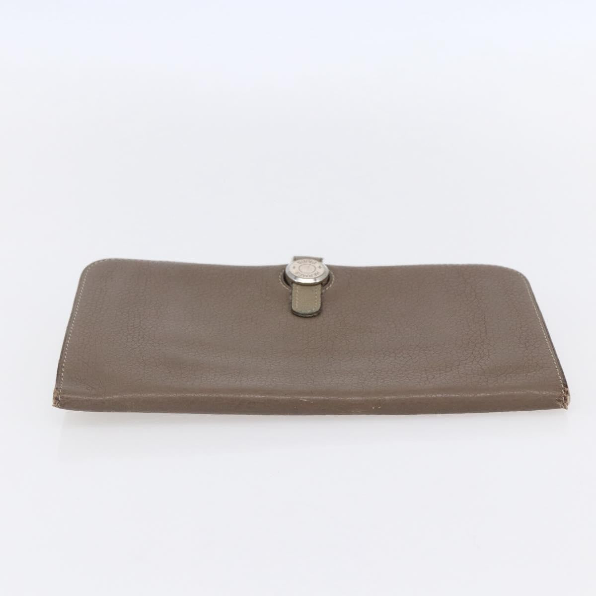 Hermes Dogon Duo Combined Wallet Leather Gray Leather Wallets Accessory (Authentic Pre-Loved)