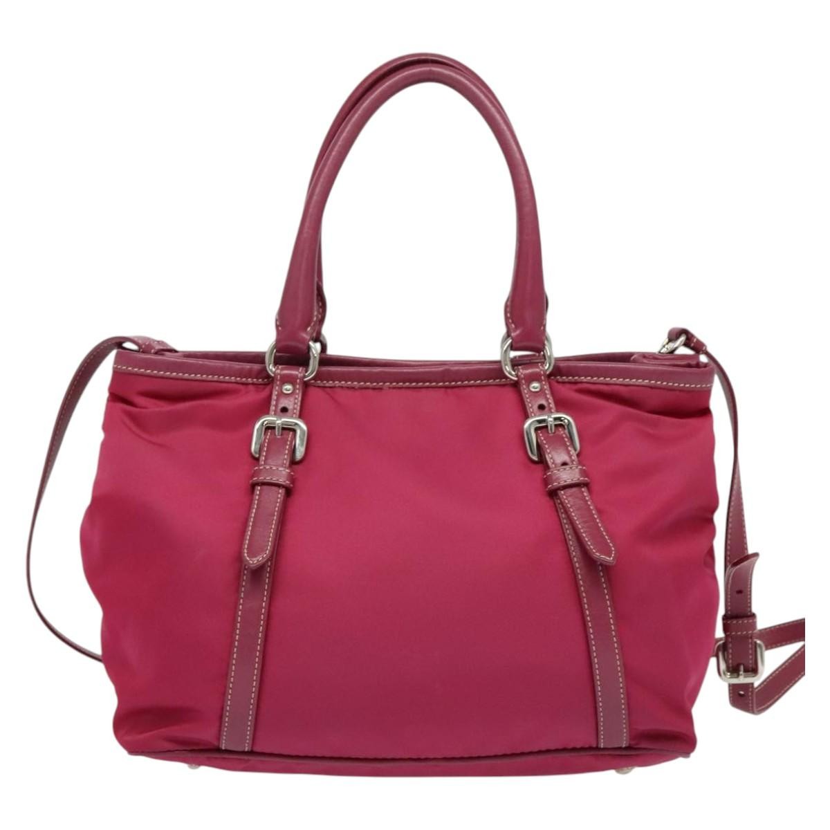 Prada Convertible Belted Hobo Tessuto With Leather Pink Nylon Tote Bag Bag (Authentic Pre-Loved)
