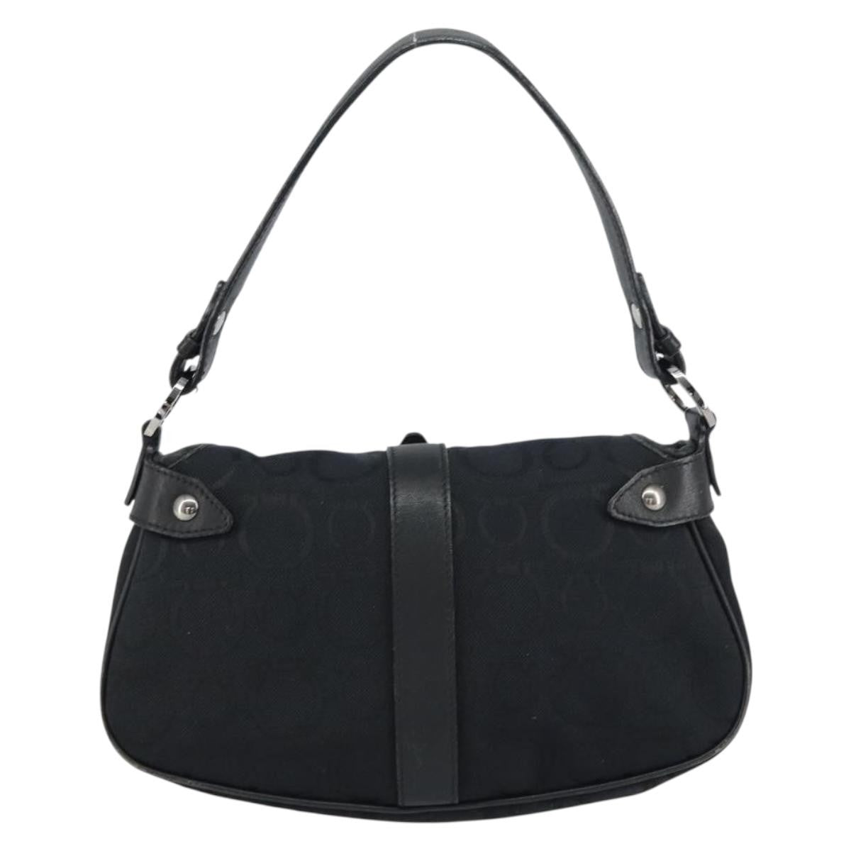 Salvatore Ferragamo Gancini Shoulder Bag Canvas Black Canvas Shoulder Bag Bag (Authentic Pre-Loved)