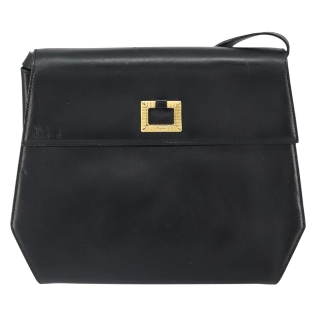 Salvatore Ferragamo Vintage Shoulder Bag Leather Black Leather Shoulder Bag Bag (Pre-Loved)