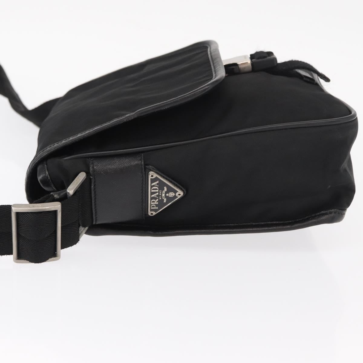 Prada Logo Flap Messenger Bag Tessuto Black Nylon Shoulder Bag Bag (Authentic Pre-Loved)