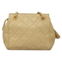 Chanel Chain Shoulder Bag Leather Beige Leather Shoulder Bag Bag (Pre-Loved)