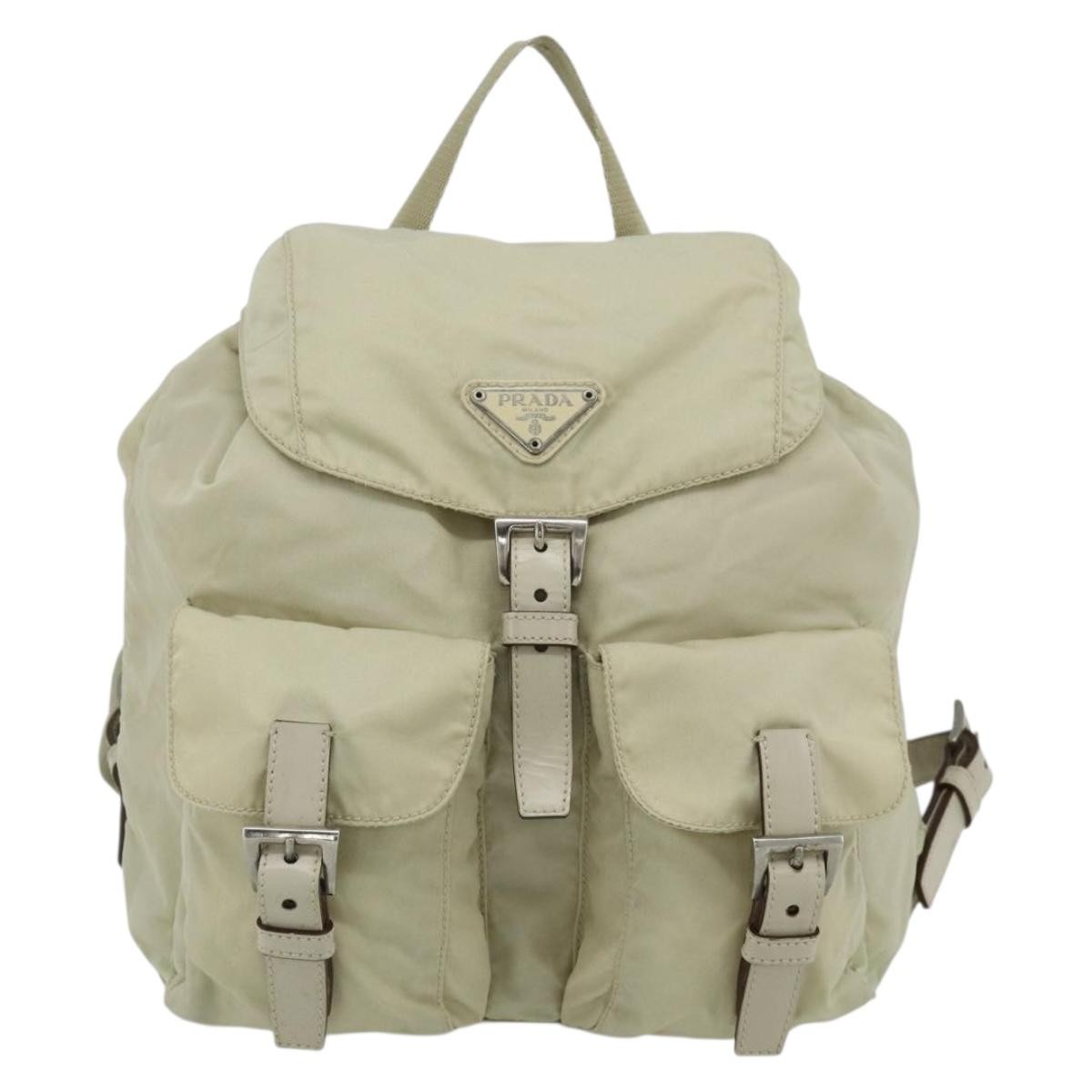 Prada Sac À Dos Re-Nylon Nylon Beige Nylon Backpack Bag (Authentic Pre-Loved)