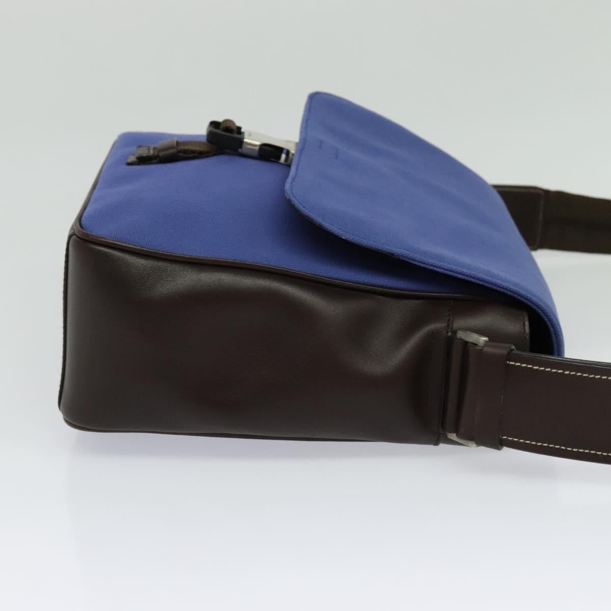Prada Impunturato Buckle Flap Messenger Bag Canvas Blue Canvas Shoulder Bag Bag (Authentic Pre-Loved)