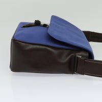 Prada Impunturato Buckle Flap Messenger Bag Canvas Blue Canvas Shoulder Bag Bag (Authentic Pre-Loved)