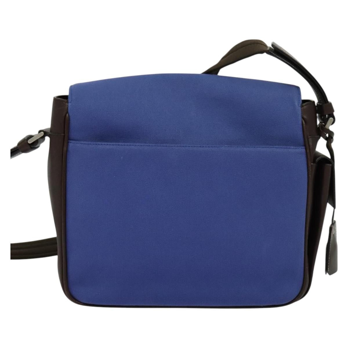 Prada Impunturato Buckle Flap Messenger Bag Canvas Blue Canvas Shoulder Bag Bag (Authentic Pre-Loved)