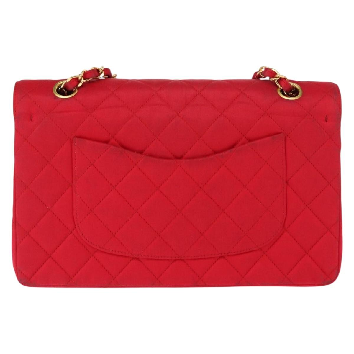 Chanel Timeless - Classic Double Flap Bag Quilted Satin Red Satin Shoulder Bag Bag (Pre-Loved)