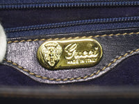 Gucci Vintage Shoulder Bag Leather Navy Leather Shoulder Bag Bag (Authentic Pre-Loved)