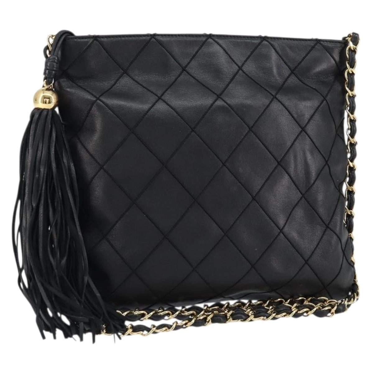 Chanel Vintage Shoulder Bag Leather Black Leather Shoulder Bag Bag (Authentic Pre-Loved)