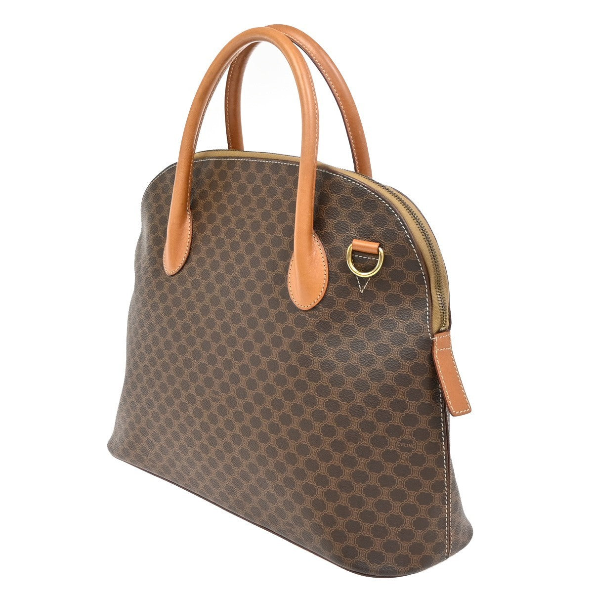 Celine Vintage Macadam Handbag Canvas And Leather Brown Canvas Handbag (Authentic Pre-Loved)