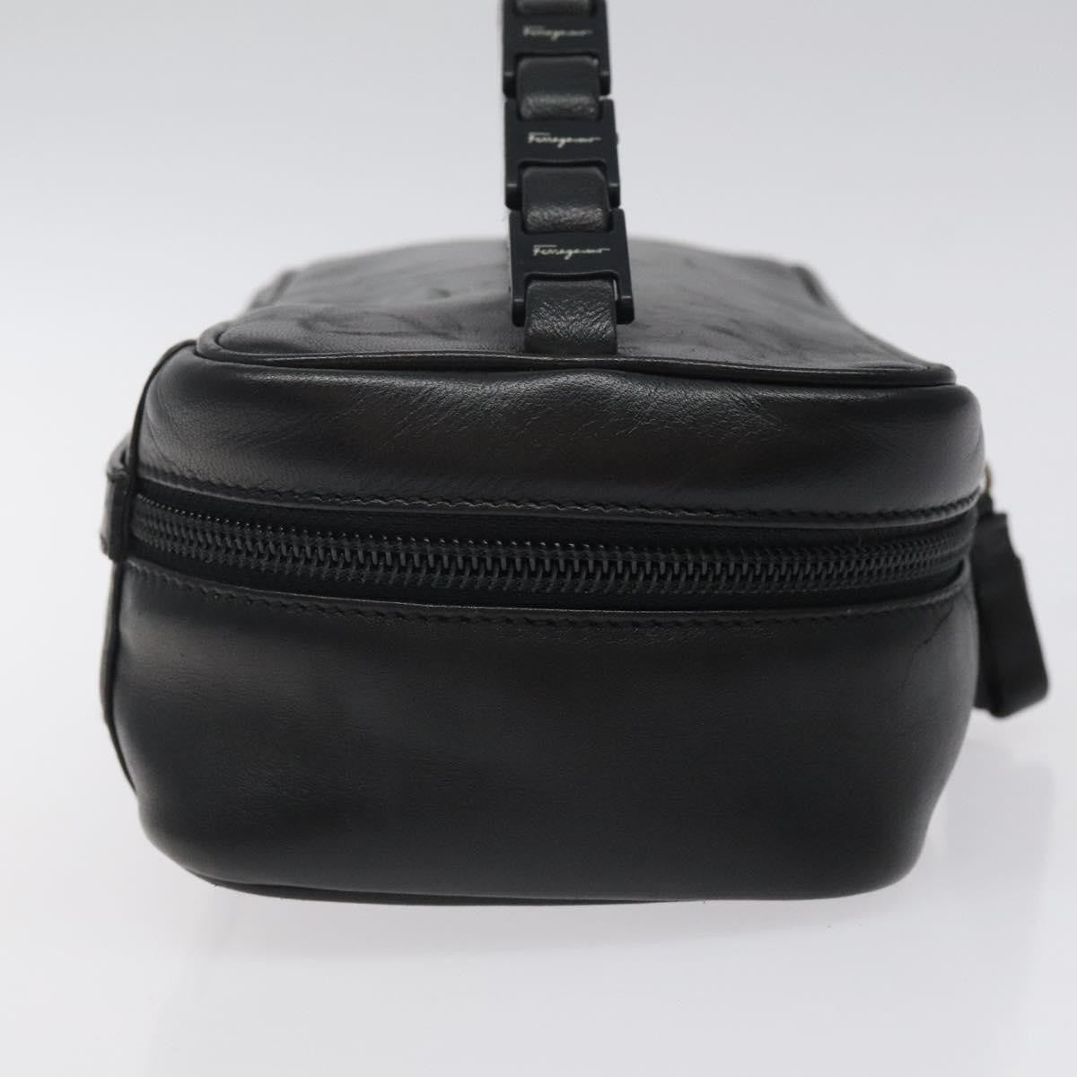 Salvatore Ferragamo Vala Clutch Bag Leather Black Leather Clutche & Pouche Bag (Authentic Pre-Loved)