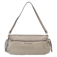 Salvatore Ferragamo Gancini Shoulder Bag Leather Silver Leather Shoulder Bag Bag (Authentic Pre-Loved)