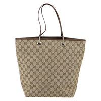 Gucci Vintage Bucket Shopping Tote Gg Canvas Beige Canvas Tote Bag Bag (Authentic Pre-Loved)