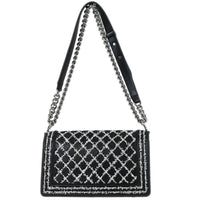 Chanel Boy Flap Bag Sequin Quilted Calfskin Black Leather Shoulder Bag Bag (Authentic Pre-Loved)