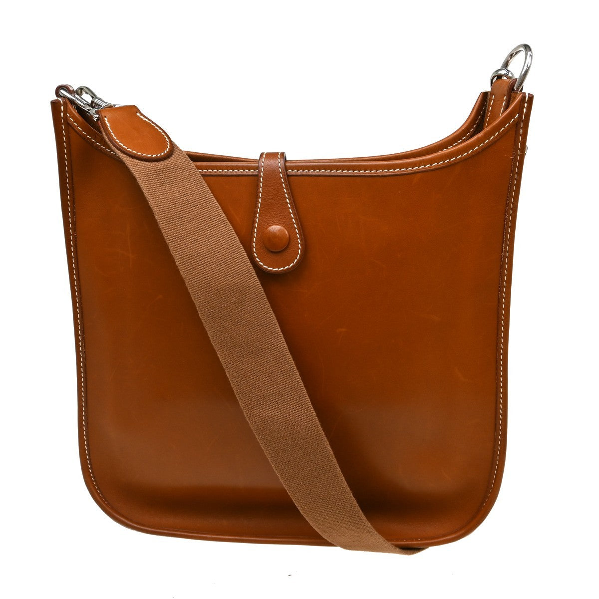Hermes Evelyne Bag Gen Iii Clemence Brown Leather Handbag (Authentic Pre-Loved)