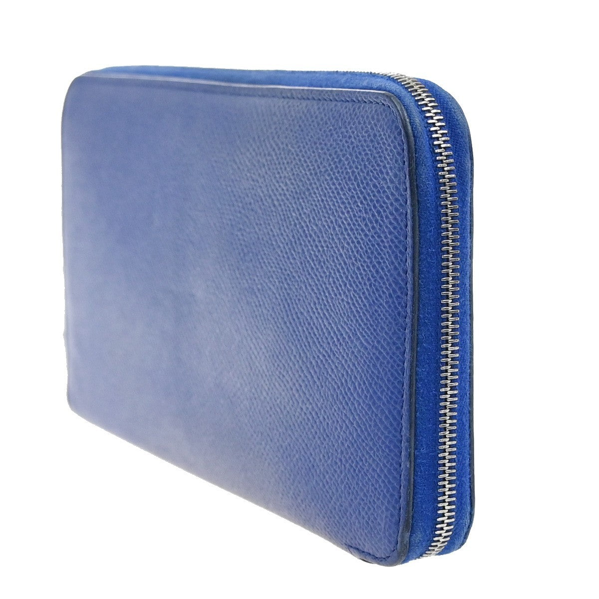 Hermes Azap Zip Around Wallet Silk'in Epsom Blue Leather Wallets Accessory (Authentic Pre-Loved)