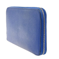 Hermes Azap Zip Around Wallet Silk'in Epsom Blue Leather Wallets Accessory (Authentic Pre-Loved)