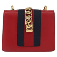 Gucci Sylvie Chain Shoulder Bag Leather Red Leather Shoulder Bag Bag (Pre-Loved)