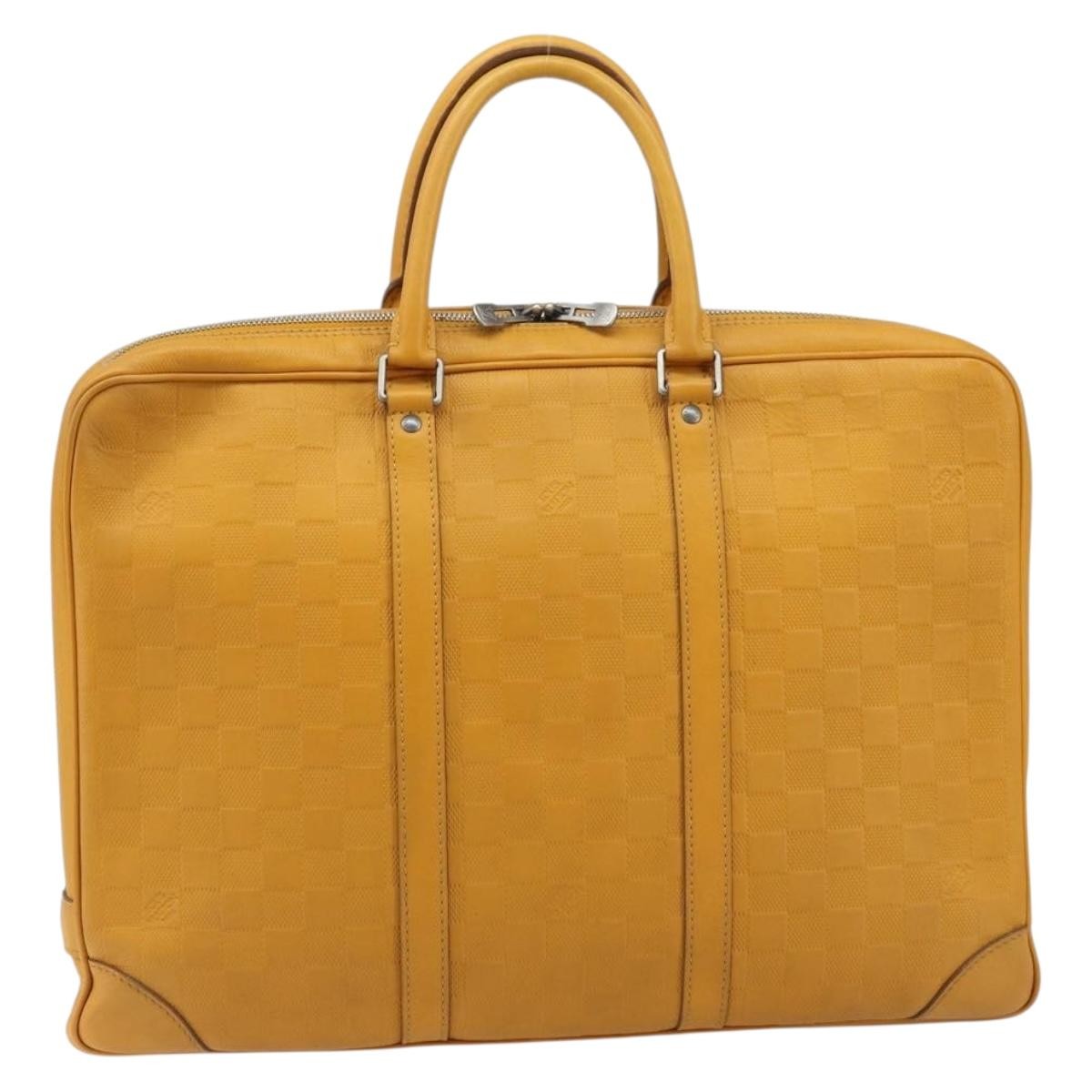 Louis Vuitton Porte-Documents Voyage Briefcase Damier Infini Leather Yellow Leather Briefcase Bag (Authentic Pre-Loved)