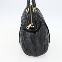 Prada Waves Hobo Leather And Tessuto Black Leather Handbag (Authentic Pre-Loved)
