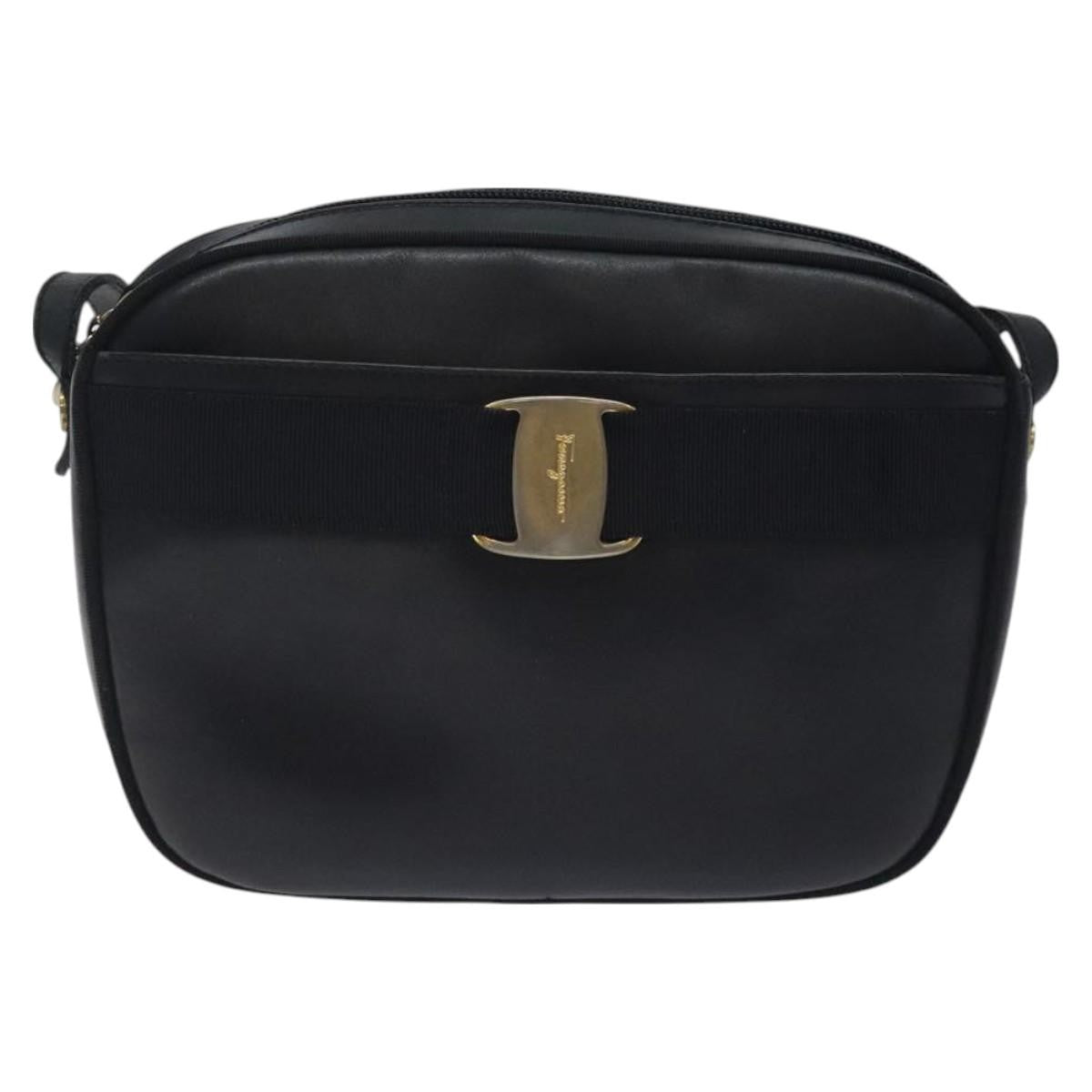 Salvatore Ferragamo Vala Shoulder Bag Leather Navy Leather Shoulder Bag Bag (Authentic Pre-Loved)
