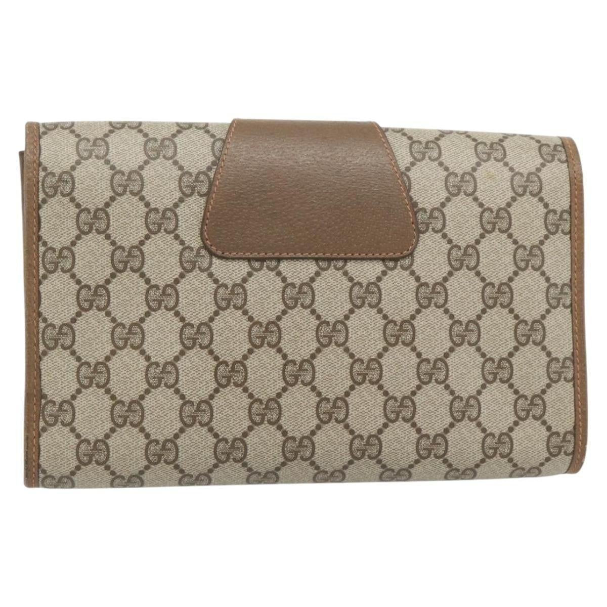 Gucci Vintage Web Flap Clutch Gg Canvas Beige Canvas Clutche & Pouche Bag (Pre-Loved)