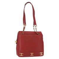 Chanel Vintage Metal Cc Shoulder Bag Caviar Red Leather Shoulder Bag Bag (Pre-Loved)