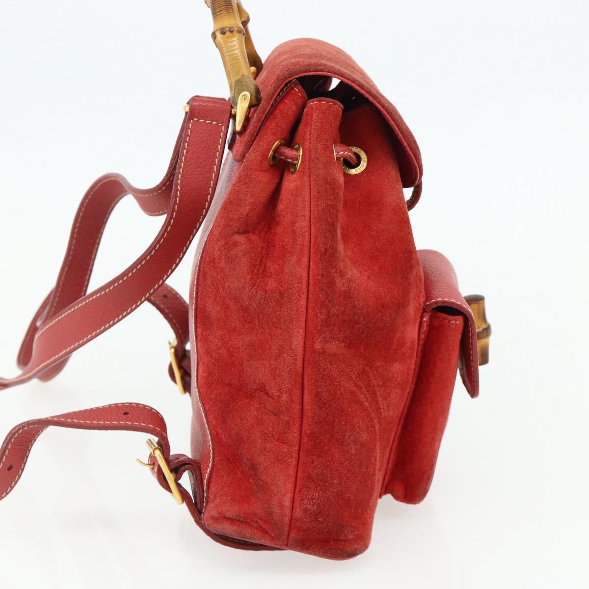 Gucci Gucci Bamboo Backpack Daim Red Suede Backpack Bag (Authentic Pre-Loved)