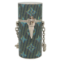 Louis Vuitton Lipstick Case On Chain Damier Monogram Lv Pop Canvas Blue Canvas Clutche & Pouche Bag (Pre-Loved)