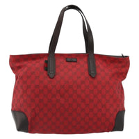 Gucci Gucci Original Zip Tote Gg Canvas With Leather Red Canvas Tote Bag Bag (Pre-Loved)