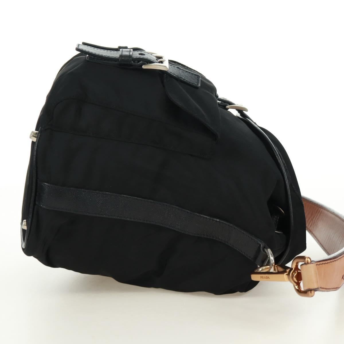 Prada Double Pocket Drawstring Shoulder Bag Tessuto Black Nylon Shoulder Bag Bag (Pre-Loved)