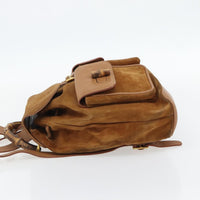 Gucci Vintage Bamboo Backpack Suede Brown Suede Backpack Bag (Authentic Pre-Loved)