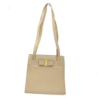 Salvatore Ferragamo Vara Shoulder Bag Leather Beige Leather Shoulder Bag Bag (Pre-Loved)