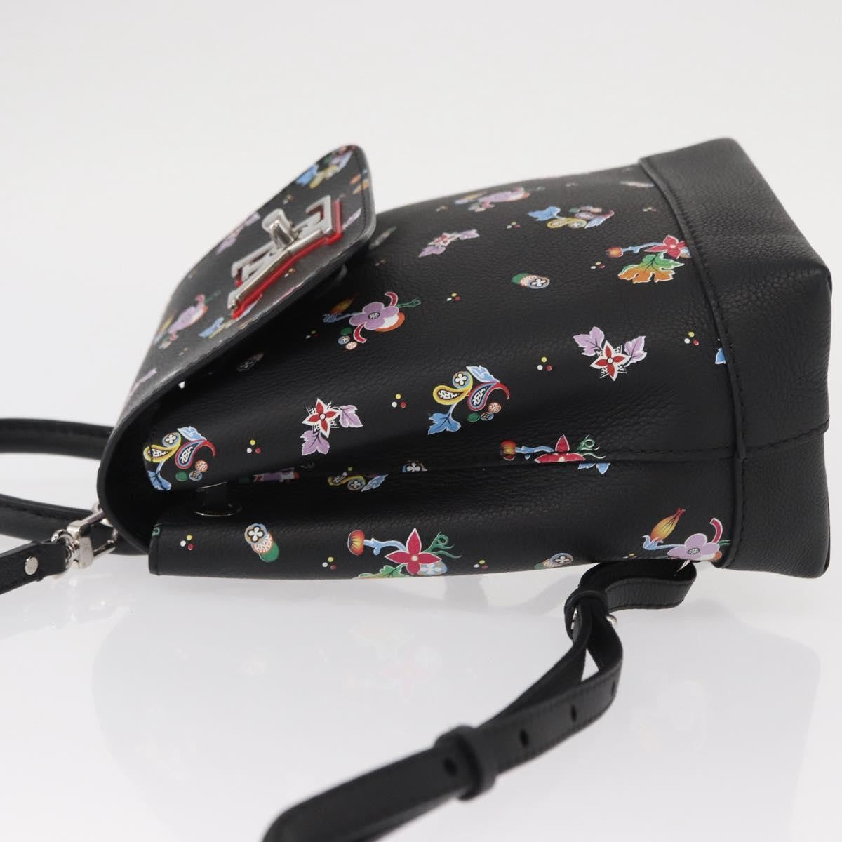 Louis Vuitton Lockme Backpack Floral Printed Leather Black Leather Backpack Bag (Authentic Pre-Loved)