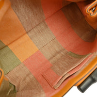Gucci 2-Way Bamboo Handle Shoulder Bag Python Orange Leather Handbag (Authentic Pre-Loved)