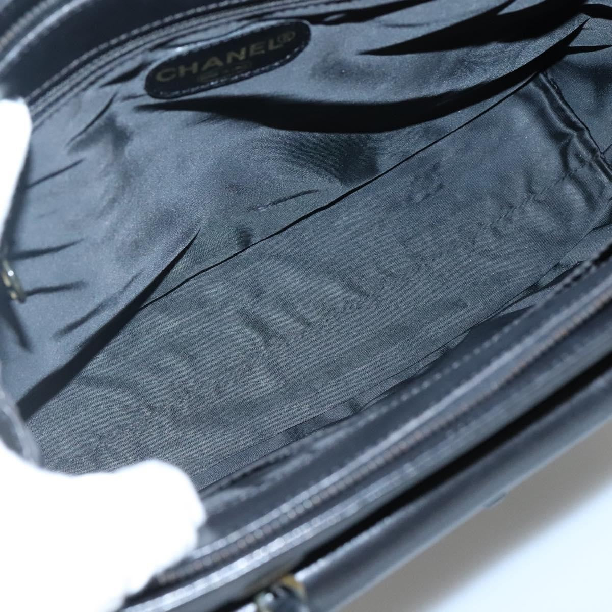 Chanel Chanel Vintage Front Pocket Chain Tote Leather Black Leather Shoulder Bag Bag (Pre-Loved)