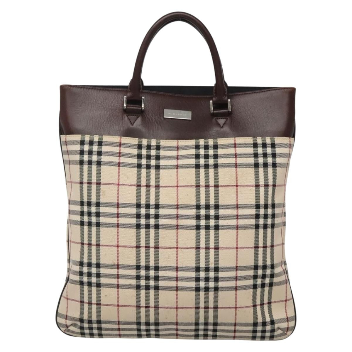 Burberry Nova Check Tote Nylon Beige Nylon Bag (Authentic Pre-Loved)