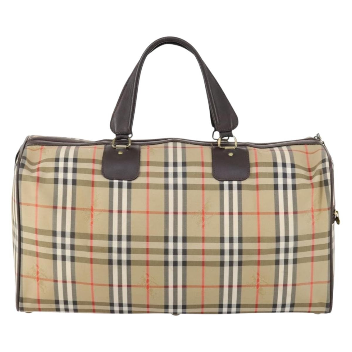 Burberry Vintage Duffle Bag Haymarket Canvas Beige Canvas Travel Bag Bag (Authentic Pre-Loved)
