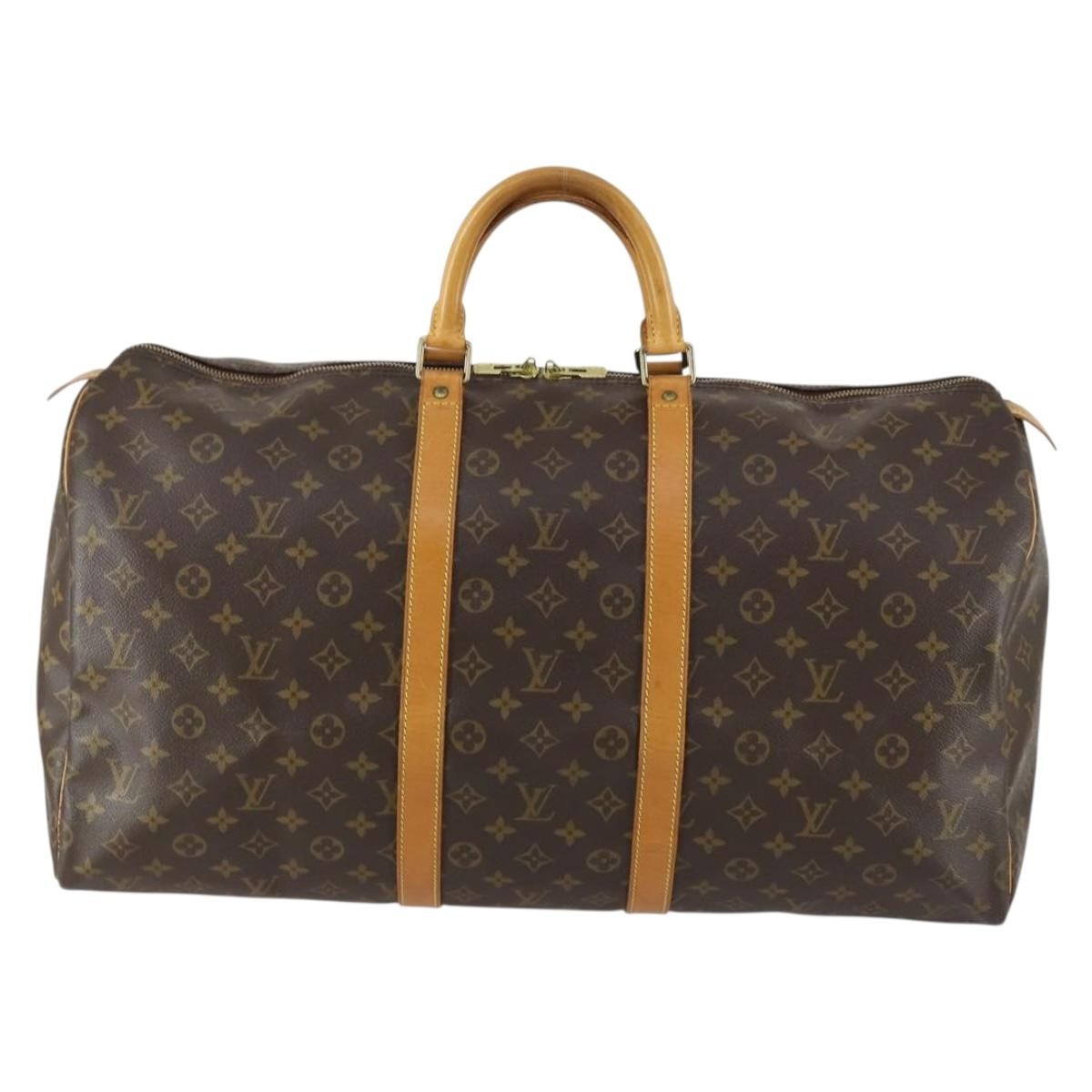 Louis Vuitton Keepall Bag Monogram Canvas Brown Canvas Travel Bag Bag (Authentic Pre-Loved)