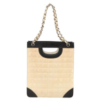 Chanel Chocolate Bar Shopping Tote Quilted Patent Beige Patent_Leather Shoulder Bag Bag (Pre-Loved)