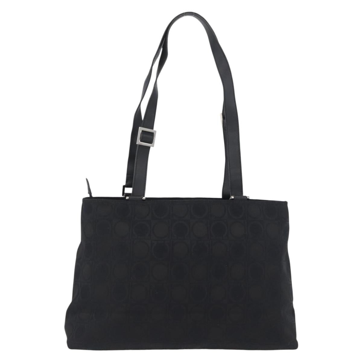 Salvatore Ferragamo Salvatore Ferragamo Gancini Tote Gancini Canvas Black Canvas Tote Bag Bag (Pre-Loved)